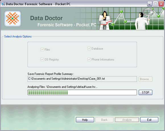 Windows Based Mobile Forensic Tool screen shot